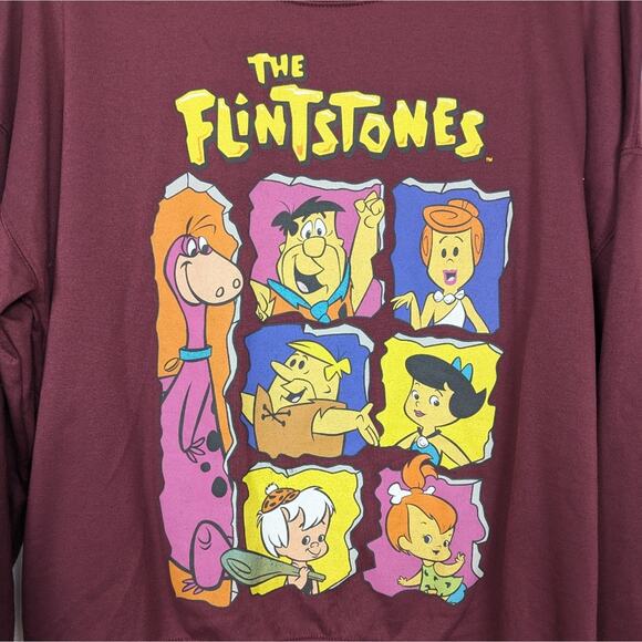 The Flintstones Burgundy Graphic Long Sleeve Sweatshirt Size M - Picture 4 of 5